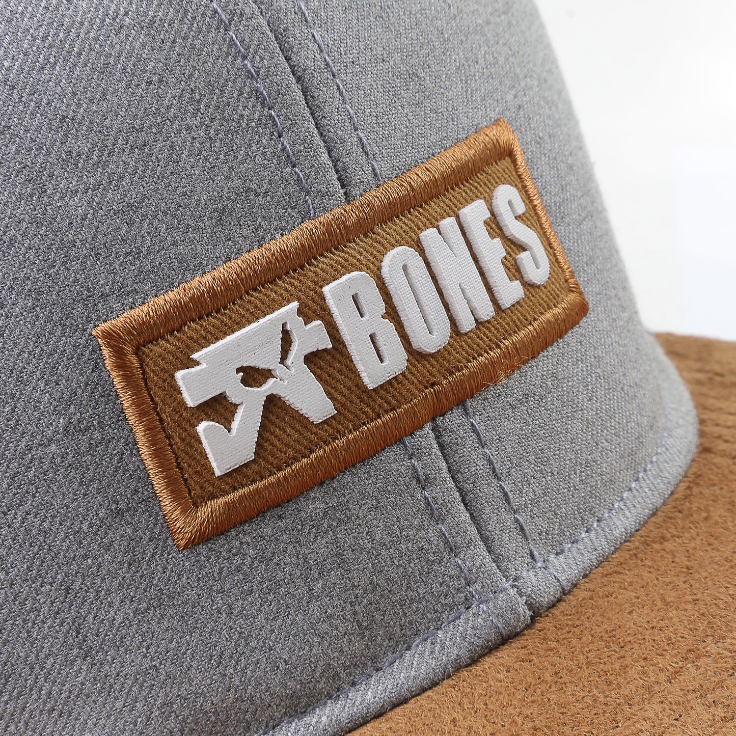 Bones Large Logo Patch Flat Cap - Gris Vis Marrón