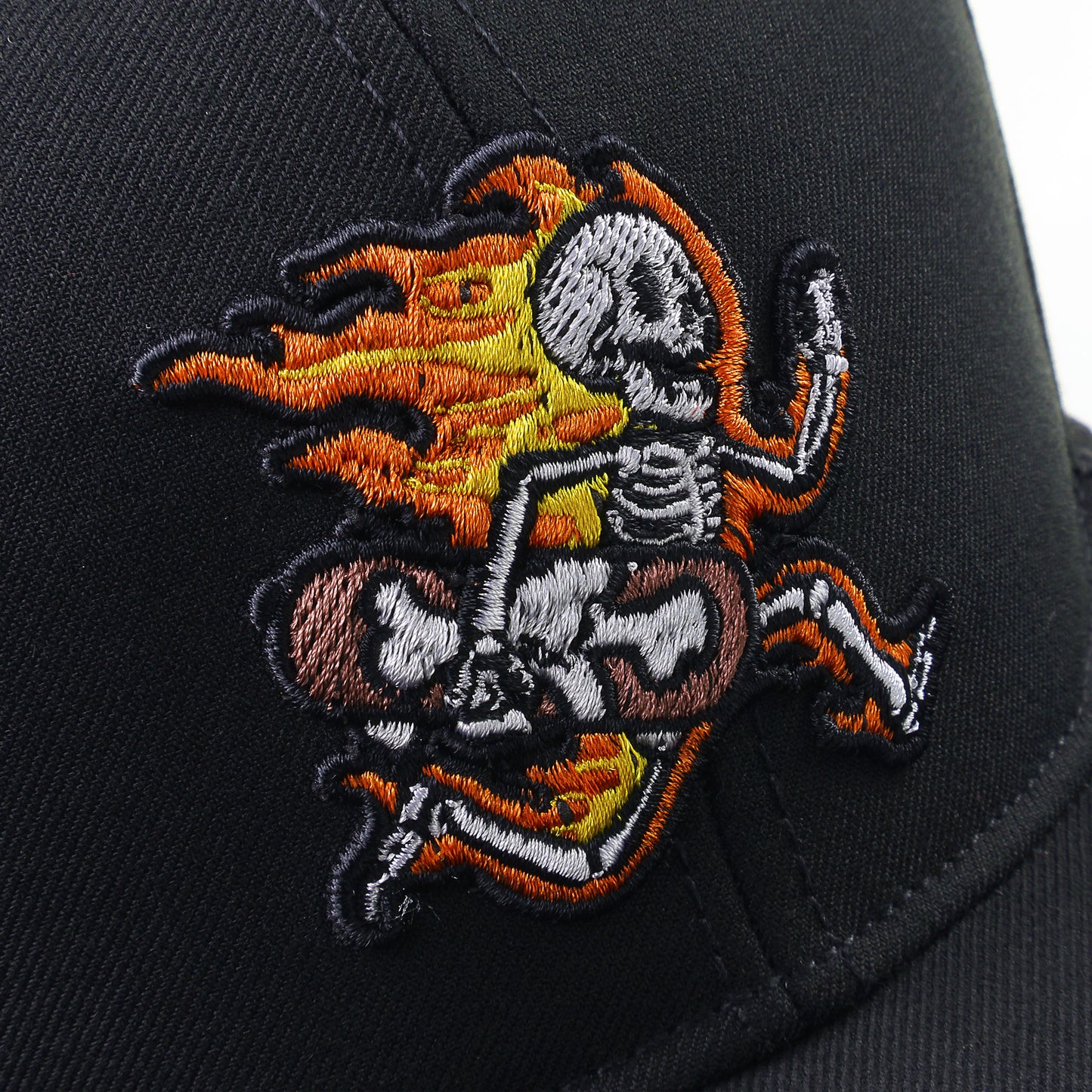 Fire Skeleton Skater Bones Flat Cap - Negro