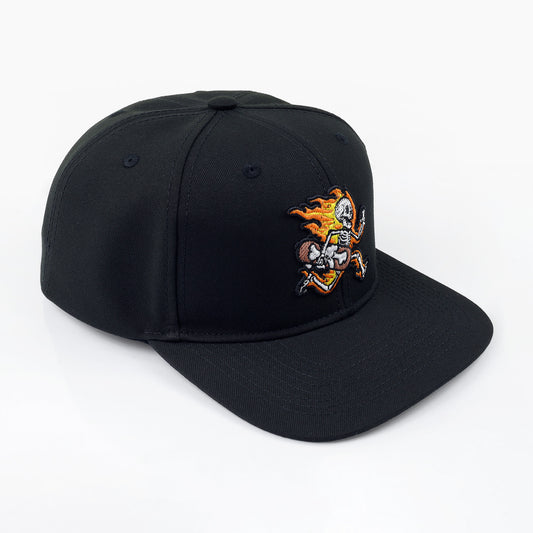 Fire Skeleton Skater Bones Flat Cap - Negro