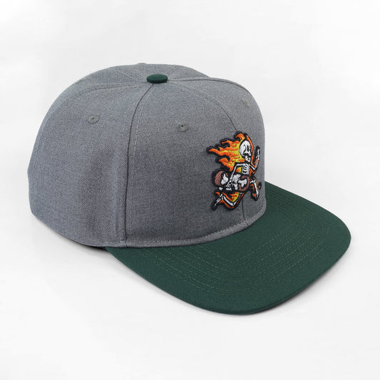 Fire Skeleton Skater Bones Flat Cap - Gris Vis Verde